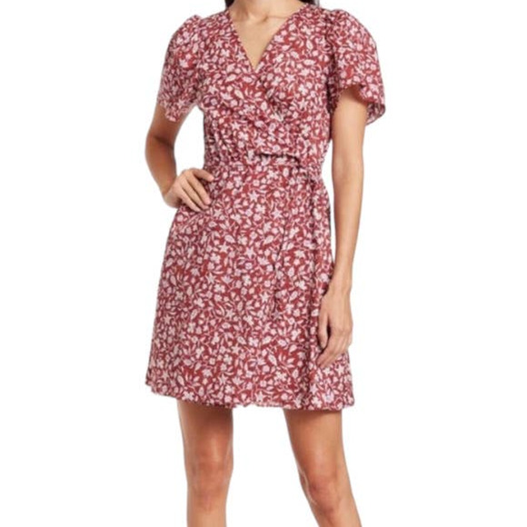 Madewell Dress Flutter sleeve wrap mini batik vine X-Small XS - Picture 1 of 8